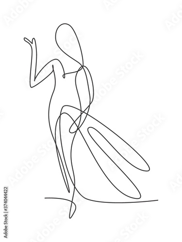 One continuous line drawing beauty woman feminine face abstract portrait print. Modern minimalism female silhouette art style concept. Dynamic single line draw graphic design vector illustration