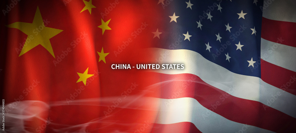 Fototapeta premium China and US Flag. Global Business Concept Flag Background.