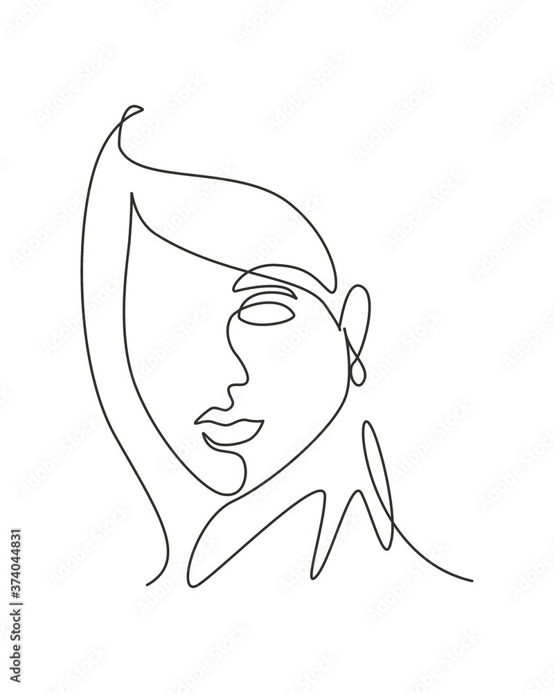 Single continuous line drawing beautiful aesthetic portrait woman abstract face. Pretty sexy model female silhouette minimalist style concept. Trendy one line draw design vector graphic illustration Single continuous line drawing beautiful aesthetic portrait woman abstract face. Pretty sexy model female silhouette minimalist style concept. Trendy one line draw design vector graphic illustration
