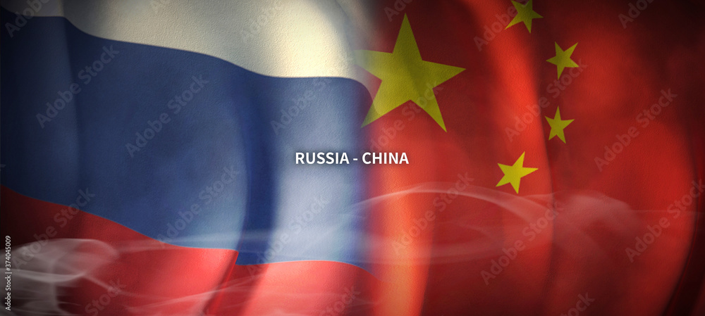 Russia and China Flag.
Global Business Concept Flag Background.