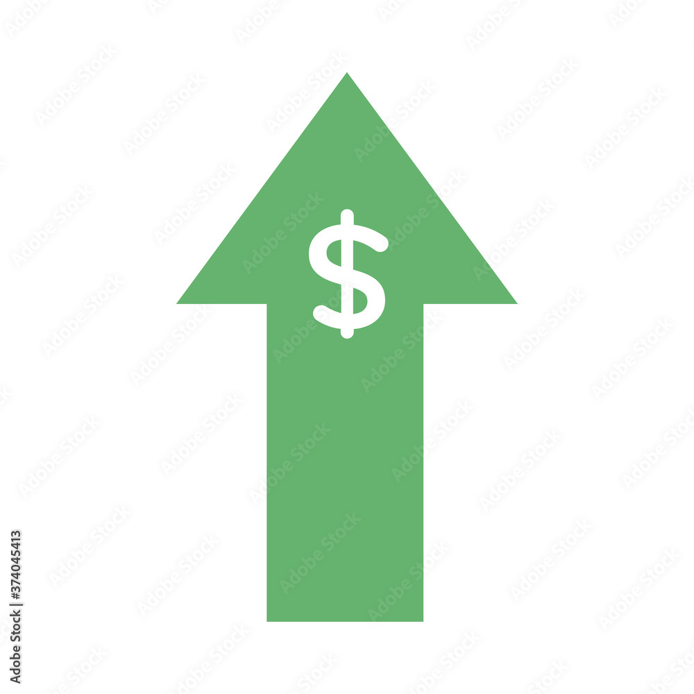 Obraz premium arrow up with dollar money symbol line and fill style icon