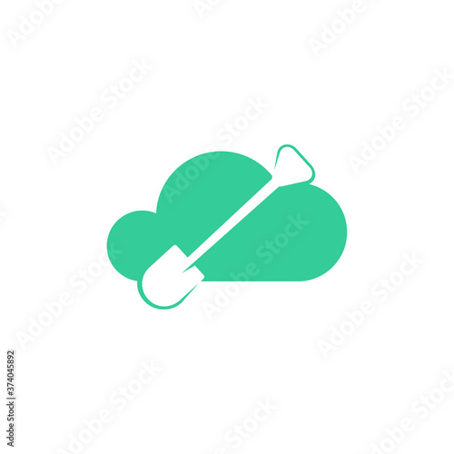 Mining logo template with Cloud. Stylish monochrome vector illustration.