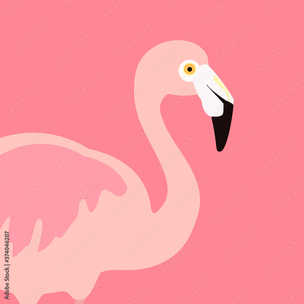 Fototapeta premium Vector illustration pink flamingo. Exotic bird. Decorative