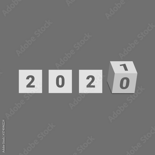 grey color cube new years 2021 vector design