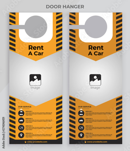 Rent a car Door Hanger, modern Door hanger, do not disturb and makeup room sign Premium Vector, Door hanger design template business Door Hanger Layout