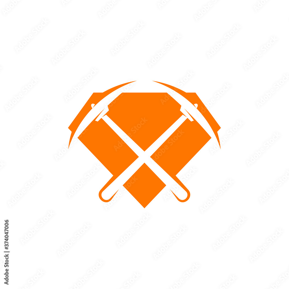 Mining logo template with Diamond concept. Stylish monochrome vector illustration. Mining logo template with Diamond concept. Stylish monochrome vector illustration.