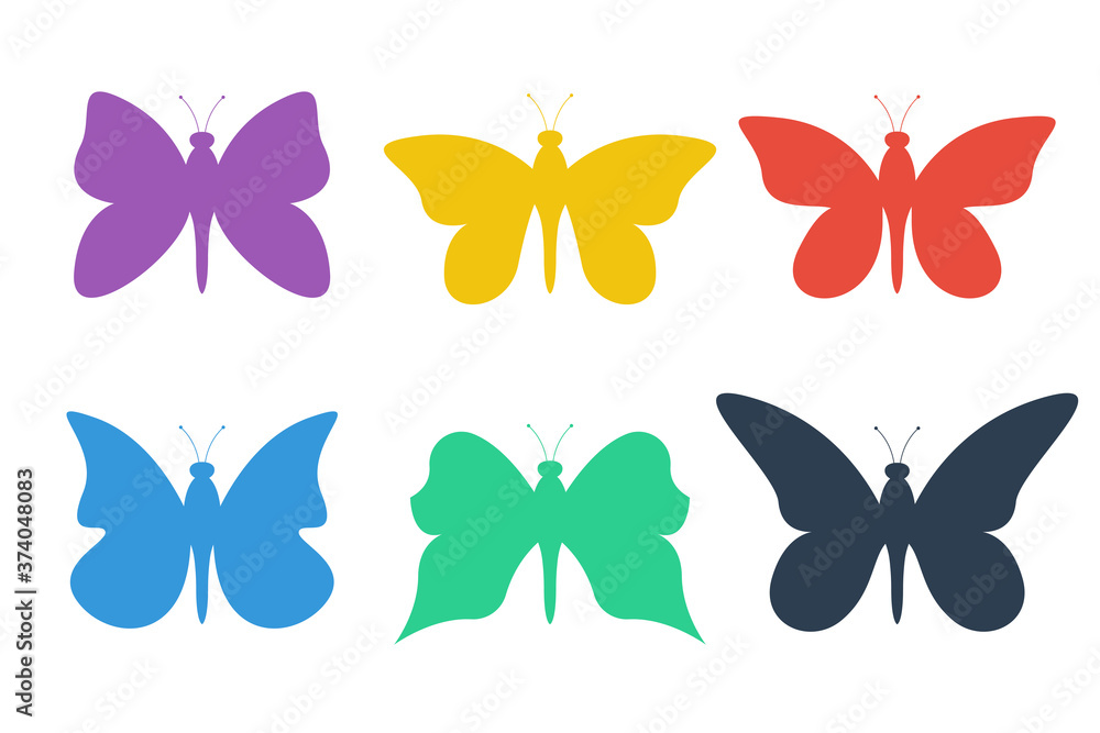 Butterfly set vector design illustration isolated on white background
