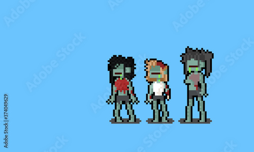 Pixel art female zombie characters.
