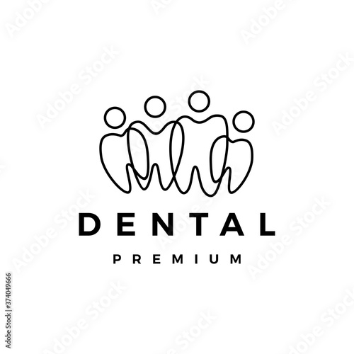 dental tooth teeth people family team community logo vector icon illustration