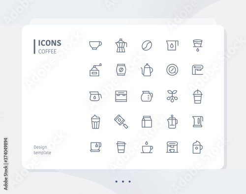 Cafe line icon set design template. flat design style minimal vector illustration.