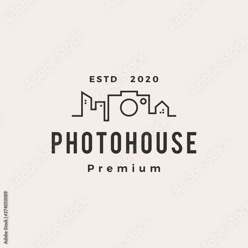 photo house hipster vintage logo vector icon illustration