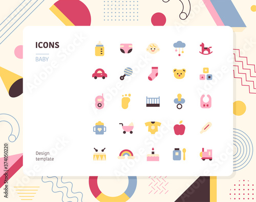 Baby color  icon set design template. flat design style minimal vector illustration.