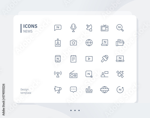 News line  icon set design template. flat design style minimal vector illustration.