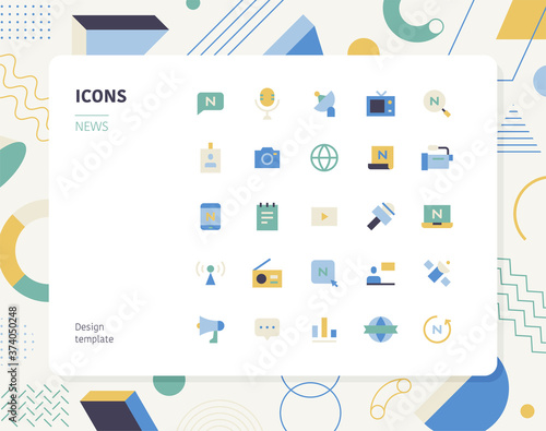 News color  icon set design template. flat design style minimal vector illustration.