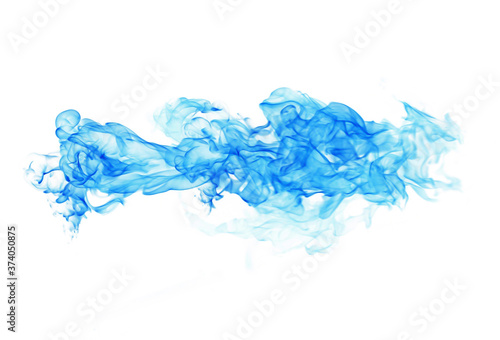 Blue smoke on a white background.