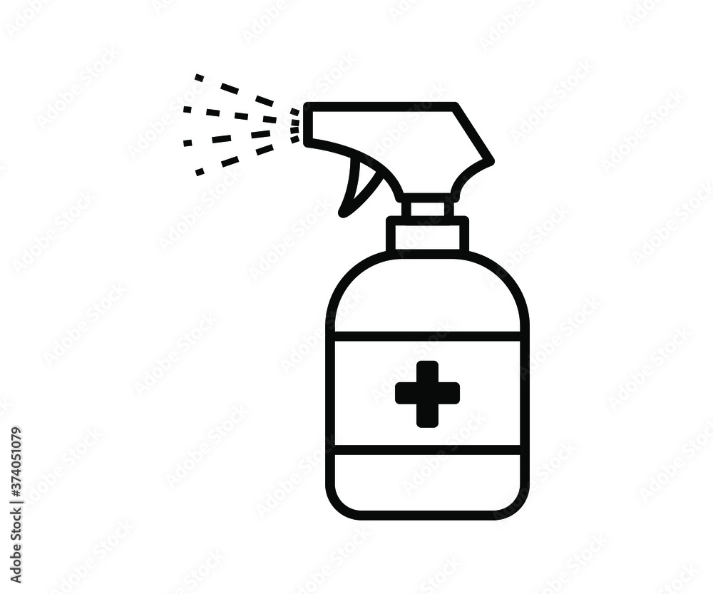 Vector illustration flat icon of disinfectant spray, sanitizer, killing germs and viruses, spraying, sanitizer bottle, isolated flat symbol on white background. Vector illustration flat icon of disinfectant spray, sanitizer, killing germs and viruses, spraying, sanitizer bottle, isolated flat symbol on white background.