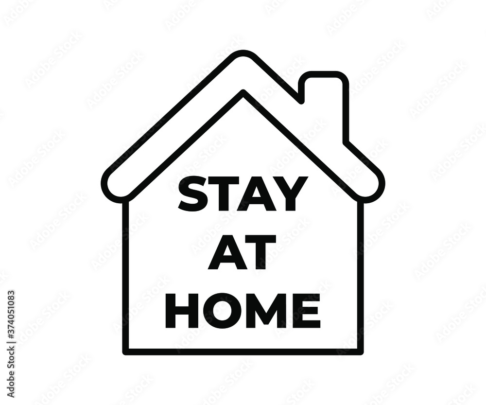 Vector illustration flat icon of stay at home, stay safe, isolated flat symbol on white background.