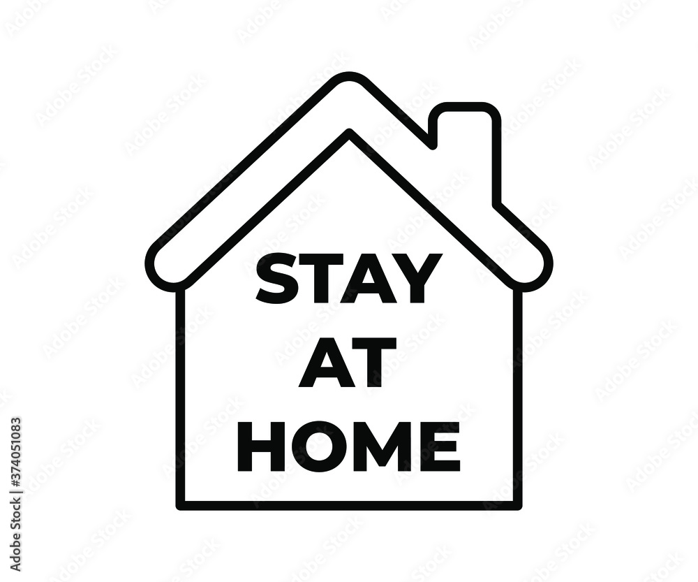 Vector illustration flat icon of stay at home, stay safe, isolated flat symbol on white background. Vector illustration flat icon of stay at home, stay safe, isolated flat symbol on white background.