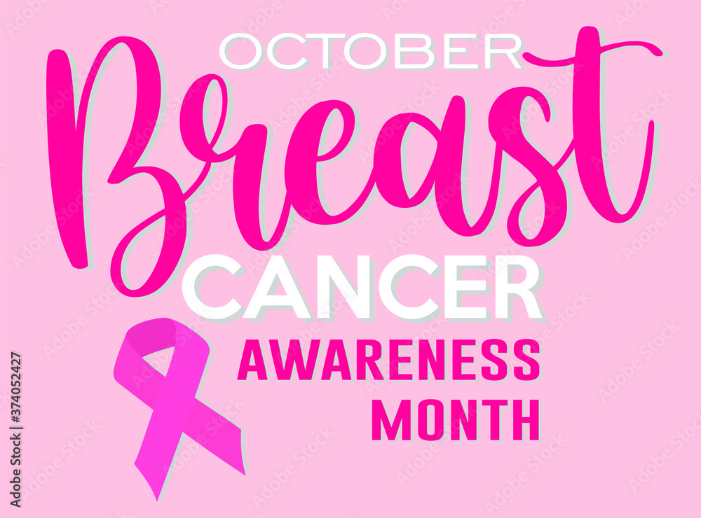 October breast cancer awareness month pink background vectorized
