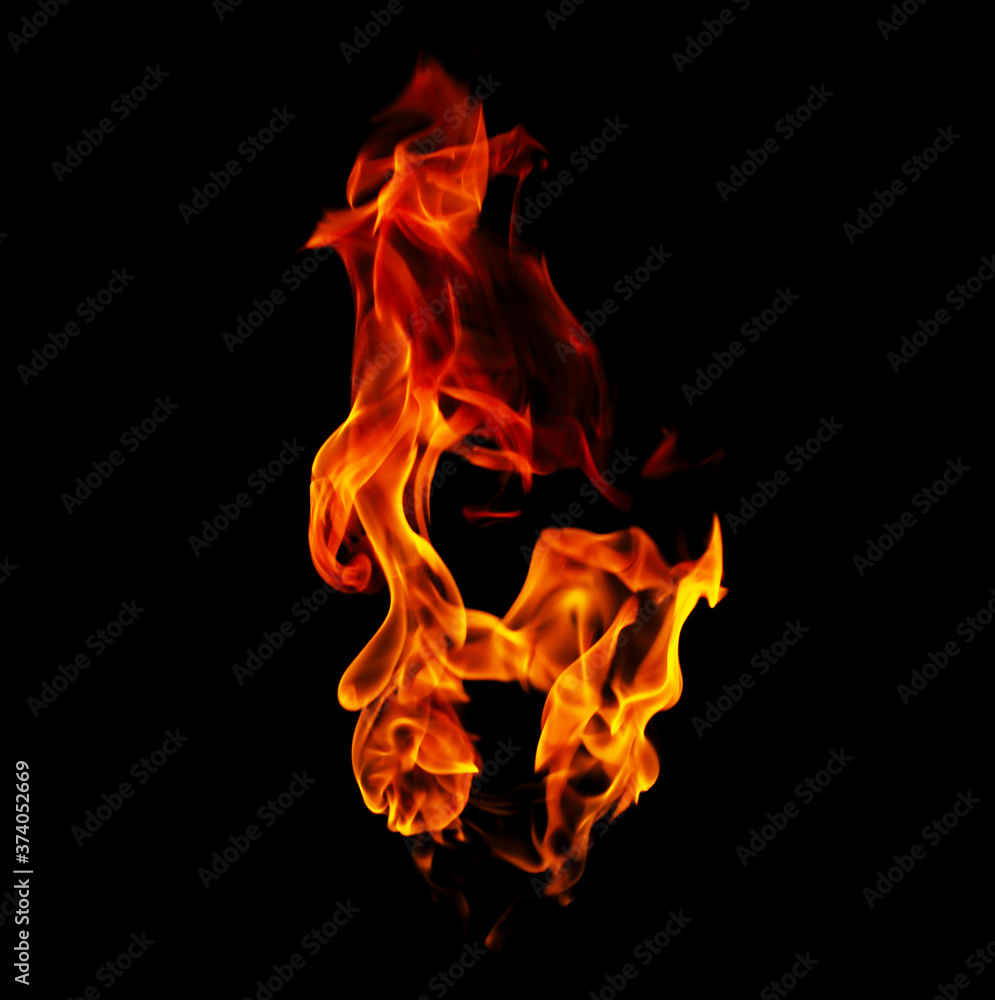 Fototapeta premium Fire flames black background