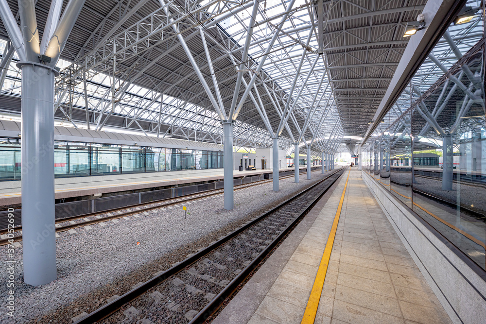 Fototapeta premium MOSCOW/RUSSIA- July 21 2020 new high-tech underground station in the Moscow Metro