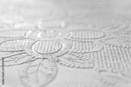 Bilde på lerret white flower emboss background picture with focus point, beautiful clean flat ba