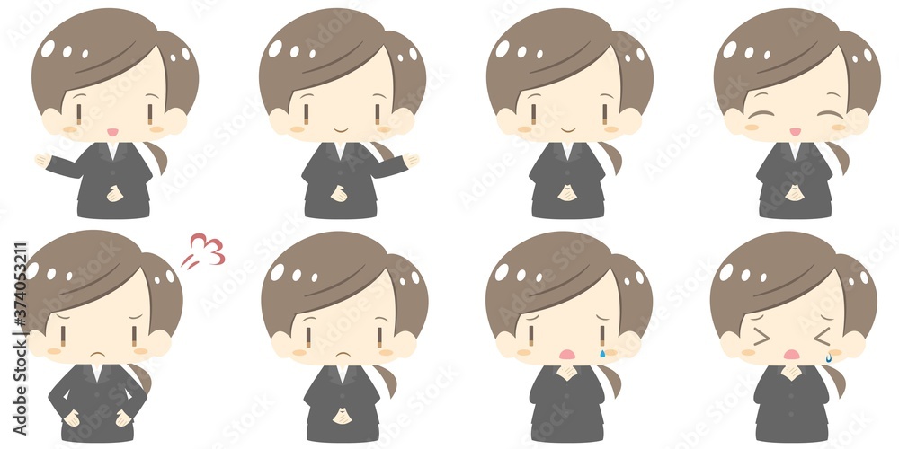 かわいいスーツ姿の女性セット　上半身バージョン