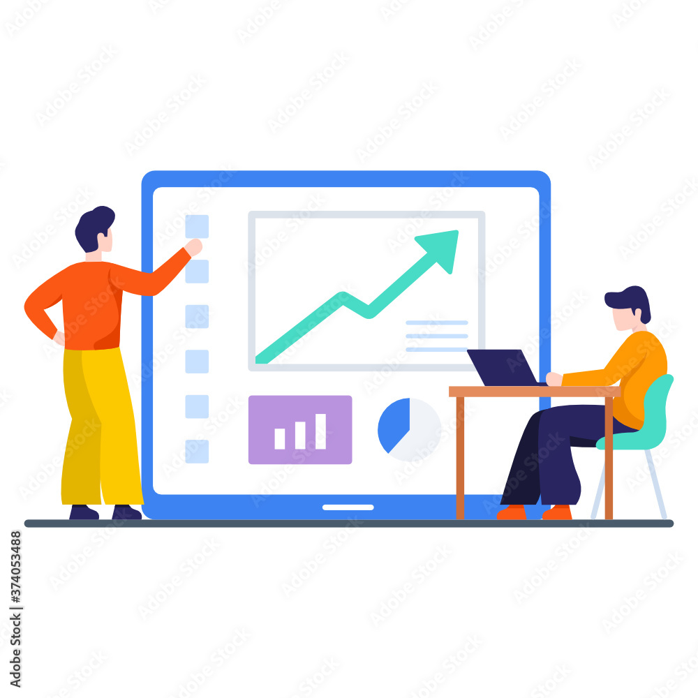 Business data with teacher, training courses flat illustration
Business data with teacher, training courses flat illustration