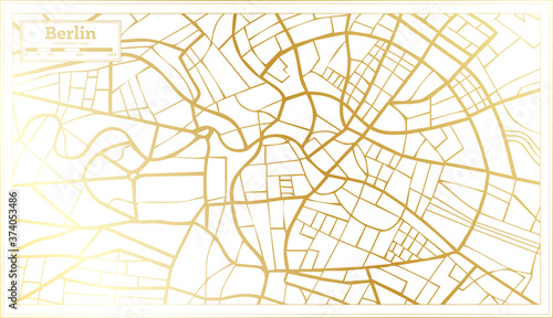Berlin Germany City Map in Retro Style in Golden Color. Outline Map.