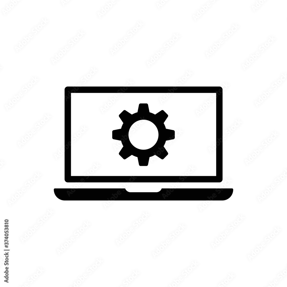 laptop and gear icon. Vector web design