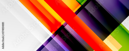 Geometric abstract backgrounds with shadow lines  modern forms  rectangles  squares and fluid gradients. Bright colorful stripes cool backdrops