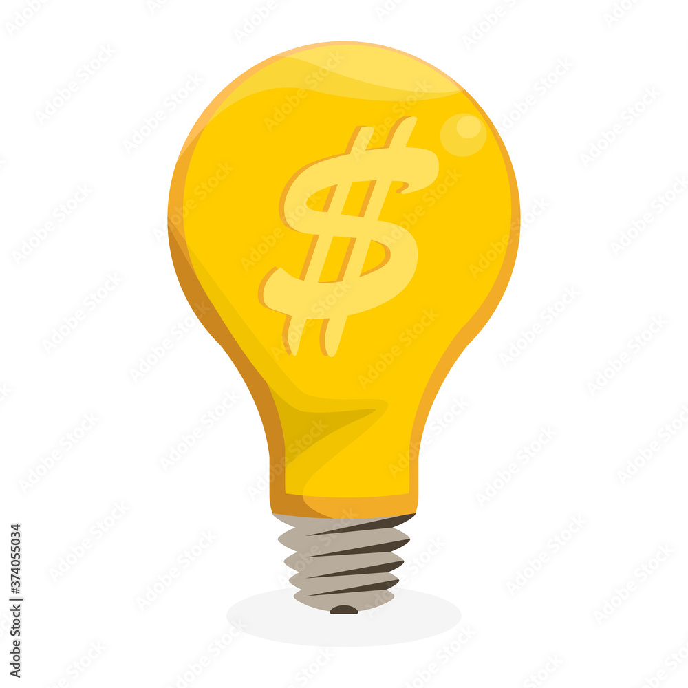 Business idea icon. Startup concept. Bulb with dollar Business idea icon. Startup concept. Bulb with dollar