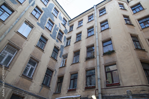 Facade of vintage classical building in Saint Petersburg