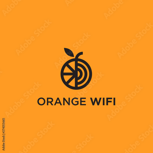 abstract orange logo. wifi icon