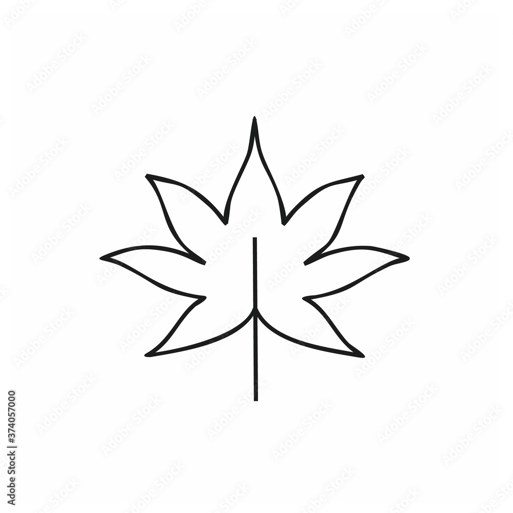Maple leaf in the style of Doodle illustration in ink by hand. Coloring black leaf tree outline. Single element, icon, icon on a white background. Vector illustration for postcard design. Maple leaf in the style of Doodle illustration in ink by hand. Coloring black leaf tree outline. Single element, icon, icon on a white background. Vector illustration for postcard design.