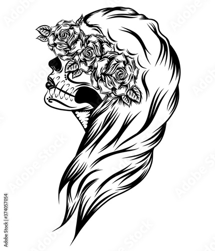 A day of the dead women with the beautiful face art