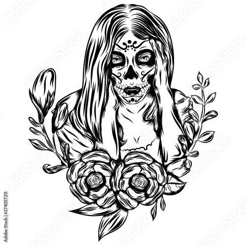 Scared beautiful of a day of the dead face art