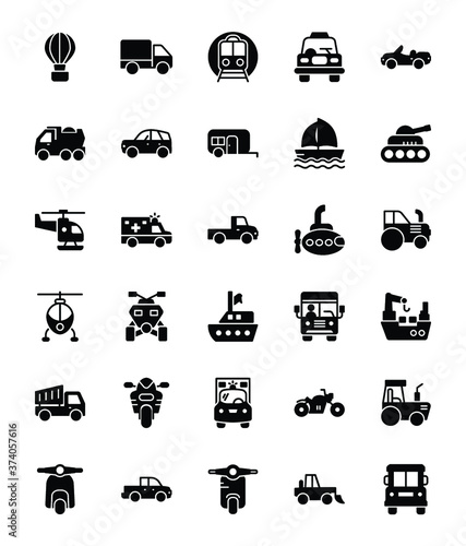 Vehicle Glyph Vector Icons