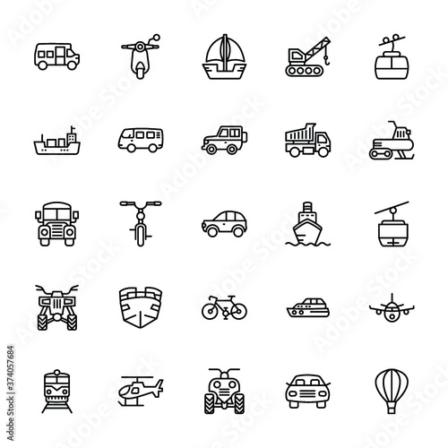 Transport Line Vector Icons