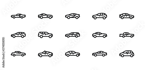 Motor Vehicles Line Icons 