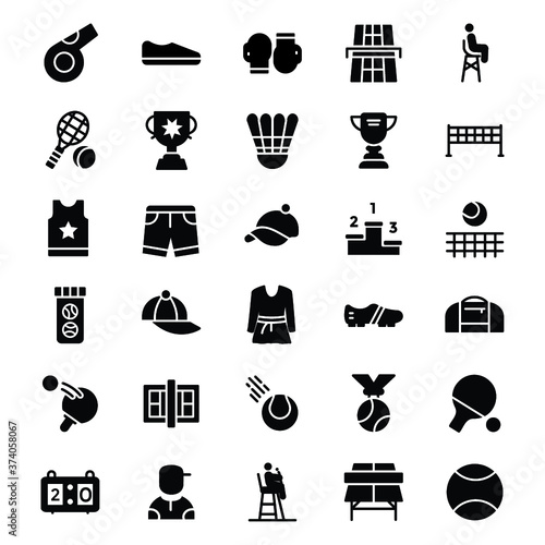 Tennis glyph icon pack