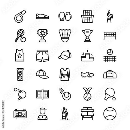 Tennis line icon pack