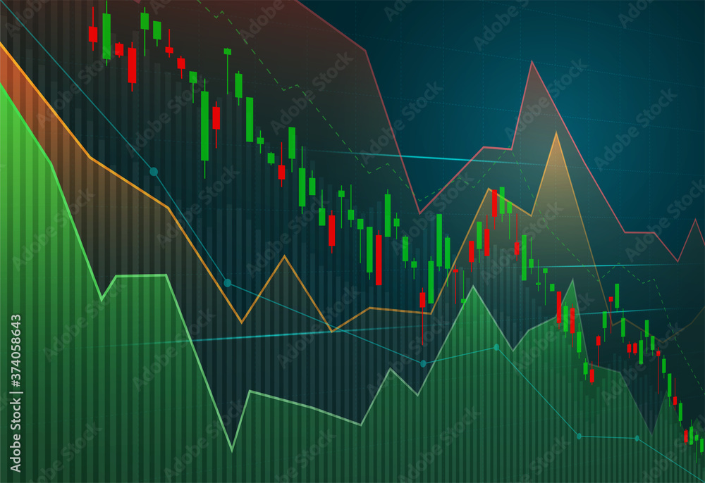 Naklejka premium Financial stock market graph on stock market investment trading.