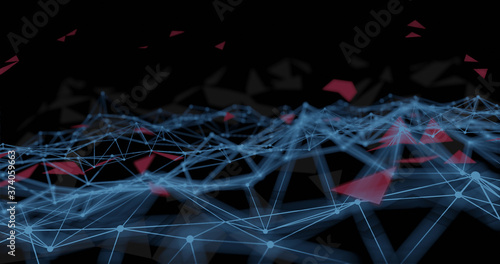 Εκτύπωση καμβά Digital plexus wave triangulation shapes, Abstract Polygon background computer n