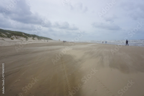 Empty beach on a windy day in The Netherlands