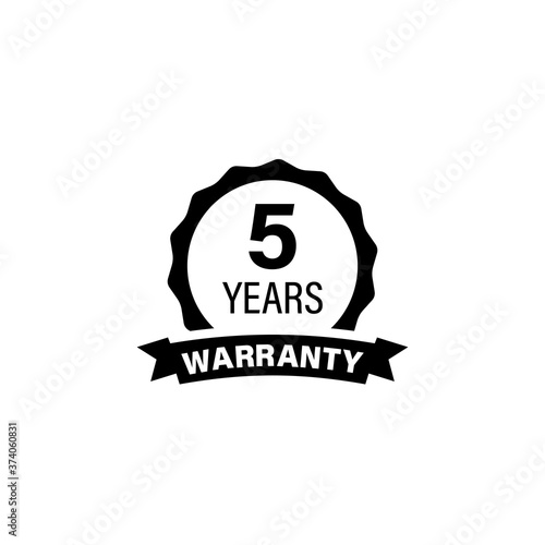 5 years and lifetime warranty label icon. Vector on isolated white background. EPS 10