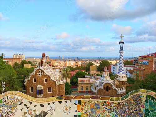Obraz na płótnie The monumental zone of Park Guell in Barcelona, Spain w salonie