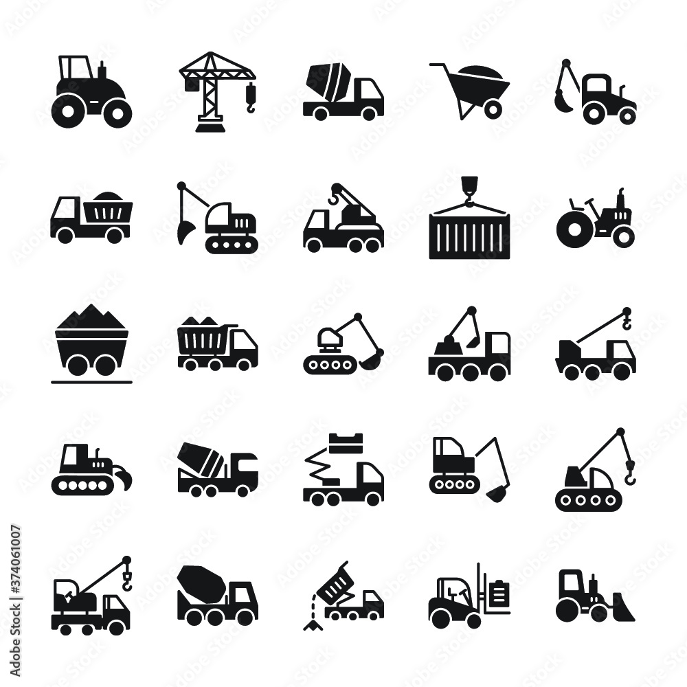 Construction Machinery Glyph Vector Icons
Construction Machinery Glyph Vector Icons 