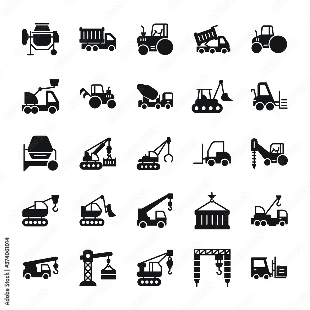 Heavy Equipment Solid Icons Heavy Equipment Solid Icons