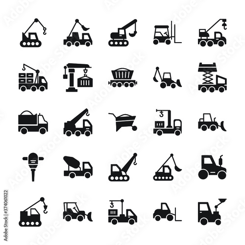 Heavy Machinery Glyph Vector Icons 